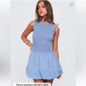 NWT Princess Polly Narnie Mini Bubble Dress Blue White 10
